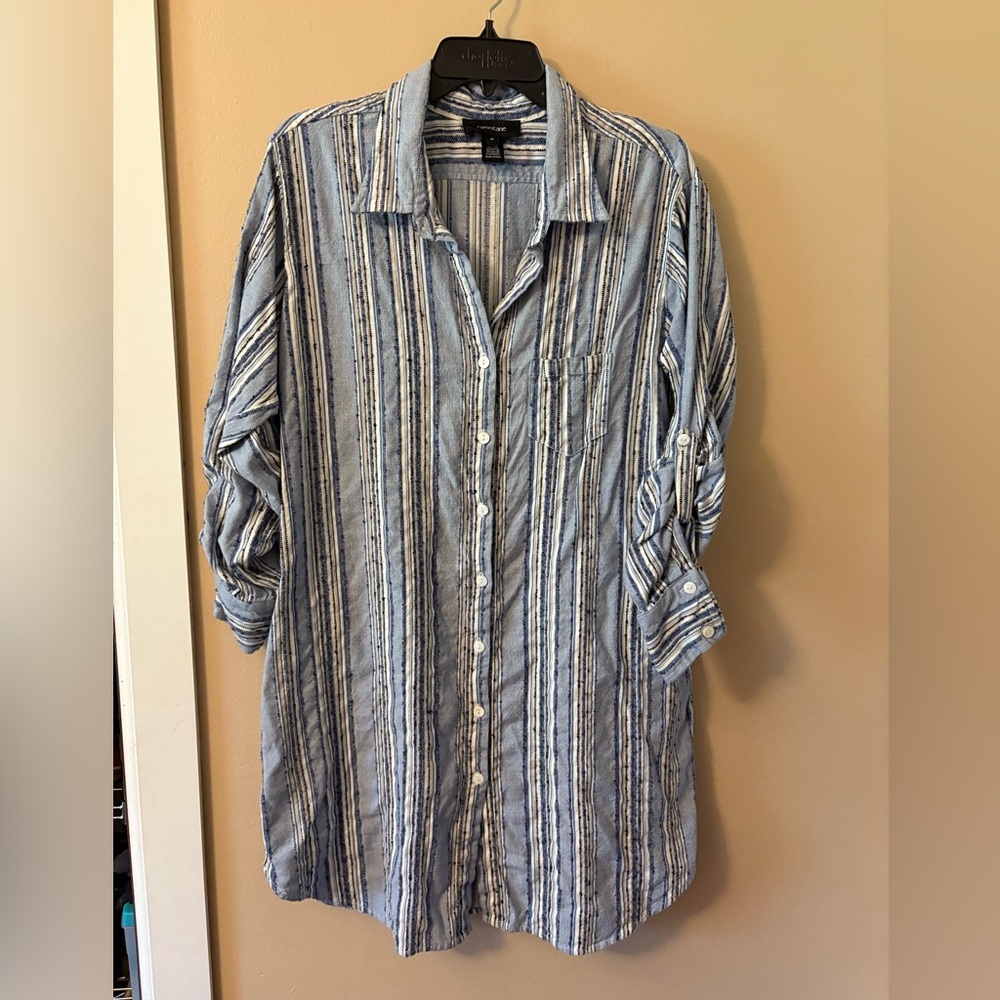 Karen Kane Blue Casual Button Down Shirt Dress